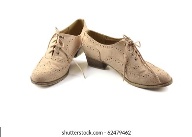 Vintage Woman Shoes On A White Background