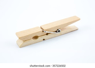 Vintage Wood Clothespin Isolated