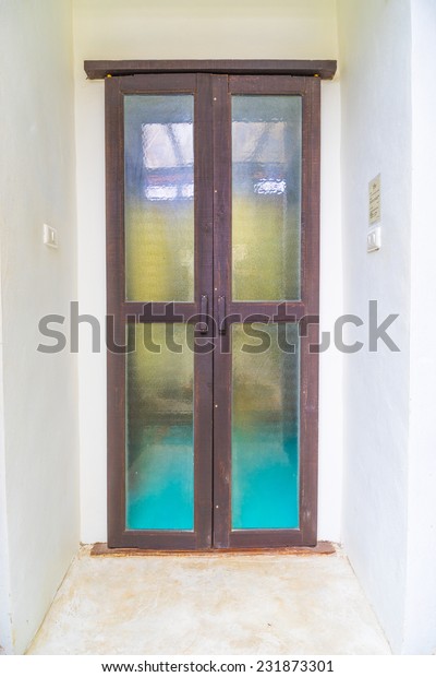 Vintage Wood Door Glass Chiang Mai Stock Photo Edit Now