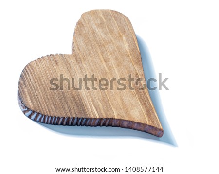 vintage wood heart isolated on white background