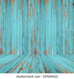 Vintage Wood Room With Peeling Paint.