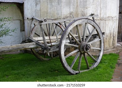 Vintage Wood Wagon Wheel And Cart