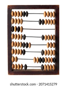 Vintage wooden abacus used for arithmetic calculations isolated on the white background