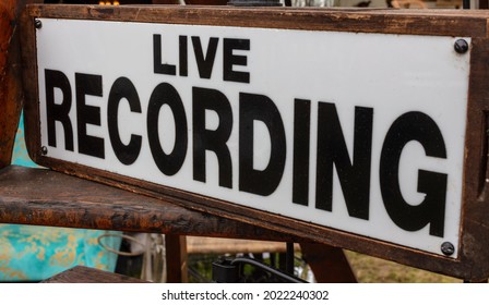 Vintage Wooden Antique Live Recording Studio Sign