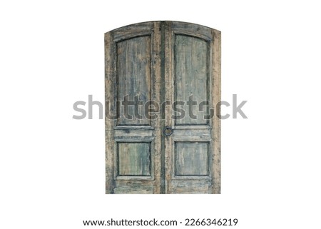 vintage wooden door isolated on white background