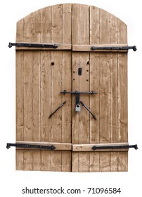 vintage wooden door on the white background