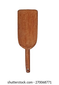 vintage wooden flour or sugar shovel isolated over white, clipping path