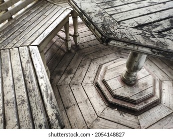 Vintage Wooden Pavillion Floor With Octagon Pattern