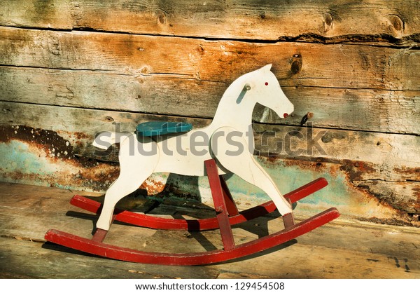 Vintage Wooden Rocking Horse Stock Photo Edit Now 129454508