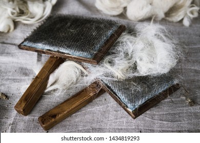 Pet Brush Wooden Handle Shedding Wool Carding Combs Hand Carders for Felting