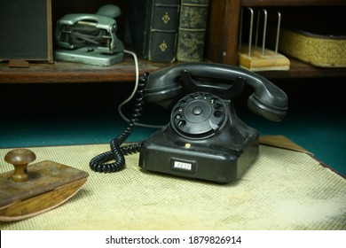 Vintage Working Desk With Telephone 