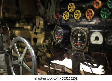 Vintage World War II Submarine Control Room