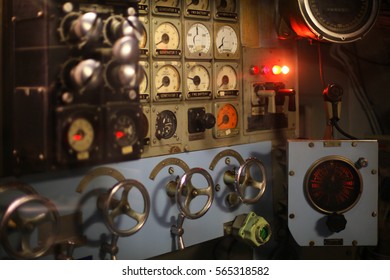 Vintage World War II Submarine Control Room