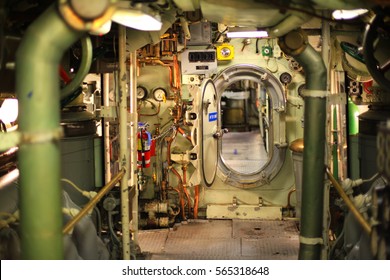 Vintage World War II Submarine Control Room