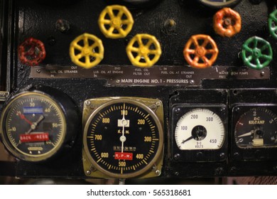 Vintage World War II Submarine Control Room