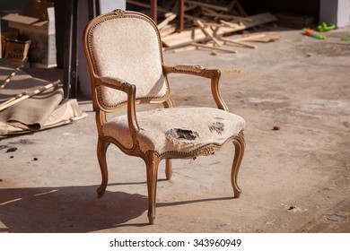 Vintage Worn Out Chair On The Street