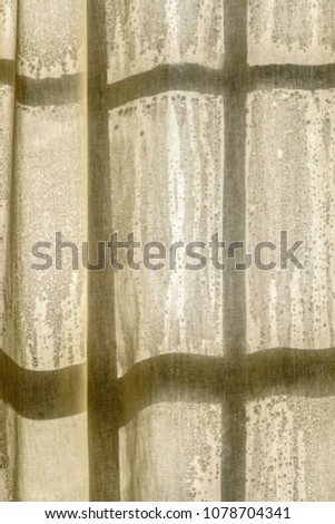 Vintage Woven Bedroom Curtain Shadows Wooden Stock Photo