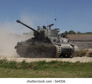 Vintage WW2 Sherman Tank Speeds Past