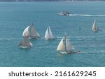 Vintage yachts race on Waitemata Harbour, Auckland, New Zealand     