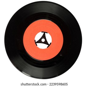 Vinyl 7 inch record with a blank label isolated on white background