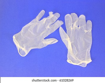 Vinyl Gloves On Blue Background