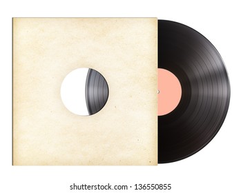 Vinyl Music Disc In Paper Sleeve Isolated