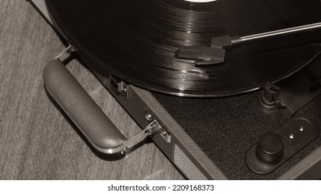 Vinyl Player Playing A Record Close Up