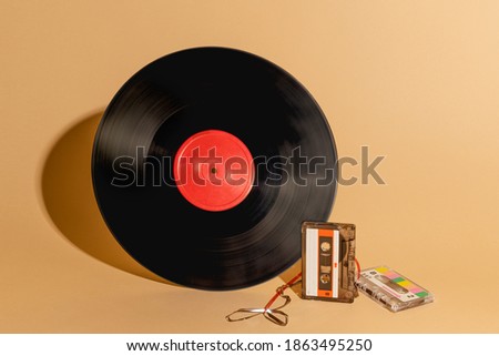 Vinyl record and a cassette tape design resource