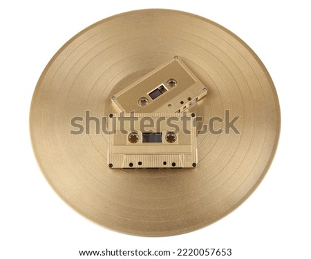 Vinyl record and cassette tape with recorded music