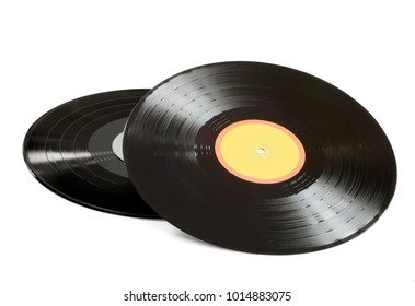 Vinyl Record Close Up Isolated On A White Background.
