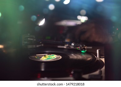 Vinyl Record In The Dance Club With Disc Jockey