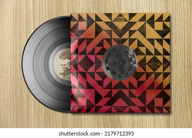 Vinyl Record In Paper Case. Mockup Vinyl Envelope. Music Album Sleeve. Music Vintage Style. Classic Audio. Analog Sound.