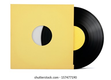 Vinyl Record In Paper Sleeve Isolated On White