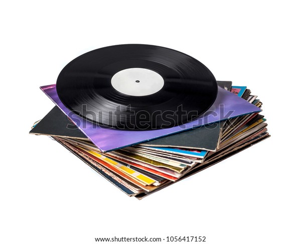 Vinyl Record White Label On Stack Stock Photo (Edit Now) 1056417152