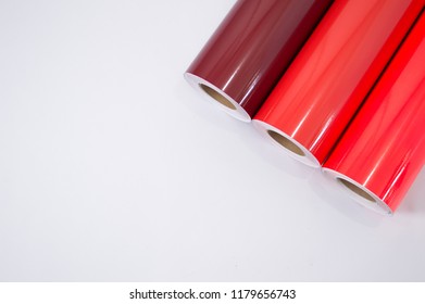 
Vinyl rolls of red color