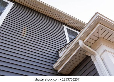 vinyl siding up the side of a new house