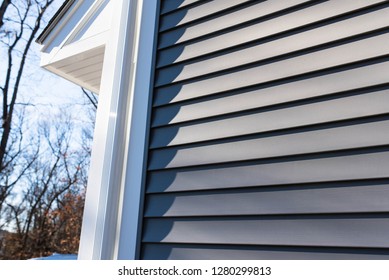 Vinyl Siding Texture Close Up On A New Home