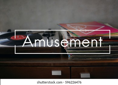 Vinyl stack with vintage record player