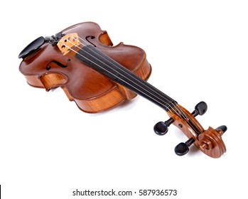 Viola Isolated On White Background. Instrument For Classical Music. The Old Fiddle. 