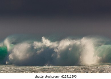 Violent Pacific Ocean Waves Crashing On The Coast Of San Cristóbal Island, Galapagos, Ecuador