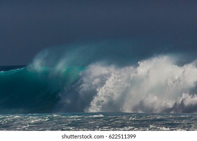 Violent Pacific Ocean Waves Crashing On The Coast Of San Cristóbal Island, Galapagos, Ecuador