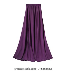 Violet Airy Subtle Long Elegant Maxi Skirt Isolated White