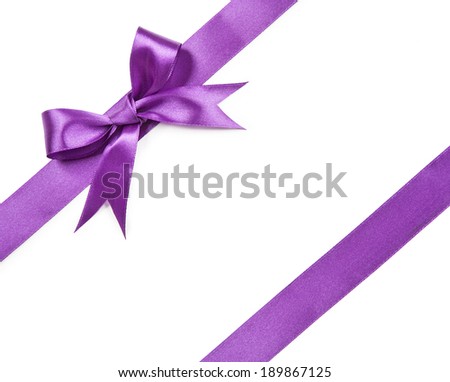 Violet bow isolated on white background