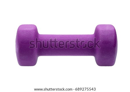 violet dumbbell Isolated on white background, with a soft covering.