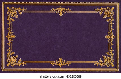 Violet and gold leather book cover