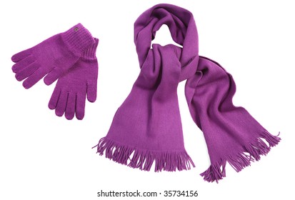 purple gloves and scarf