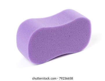 Violet Oval Bath Sponge Isolated On White