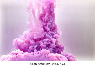 Violet Pastel Ink Smoke Cloud In Water