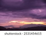 Violet purple sky in morning scenery Vibrant colorful blue sky summer time on sunrise. Natural beautiful landscape. Beauty purple sky romantic dramatic landscape cloudy outdoor paradise in sunset