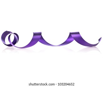 Violet Ribbon Streamer Tape Scroll  Isolated On White Background